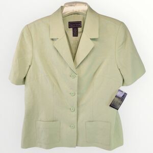 Laura Scott Savannah II Short Sleeved 4 Button Blazer Merim Green size 16 NWT